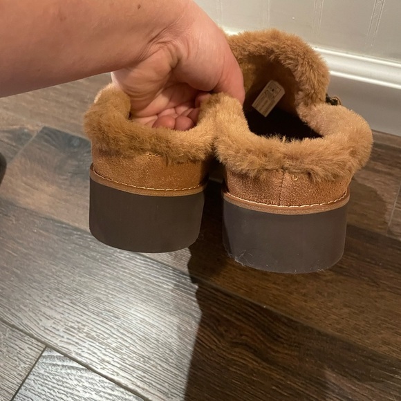 Vionic Kailen Faux Fur Shearling Mules Comfort Orthotic Comfy Fuzzy in Toffee 10 - Picture 7 of 12